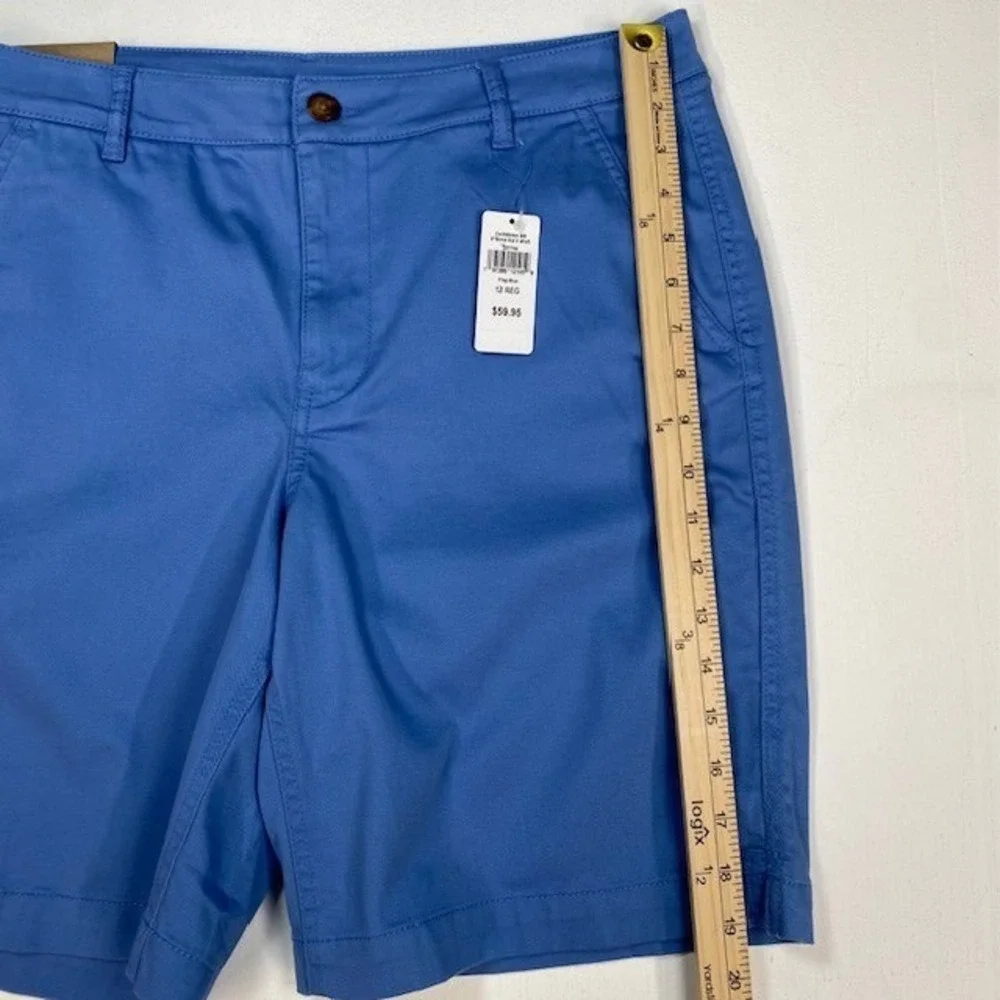 L.L.Bean Women Comfort Stretch Shorts 9 Inch Mid Rise Flag Blue‎ Size 12 Reg NEW